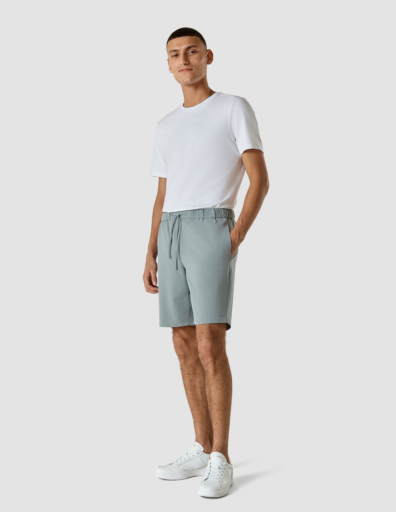 Tech Linen Elastic Shorts Light Blue